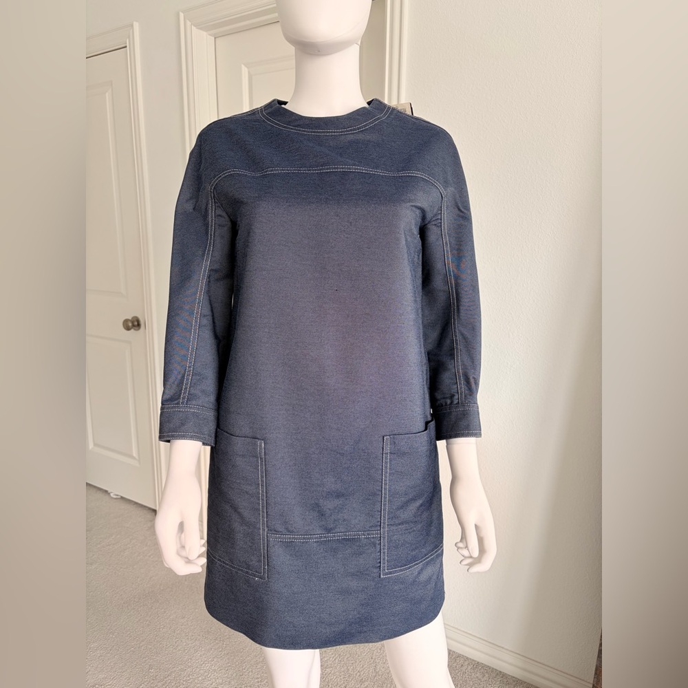 Jason Wu 100% Silk Quarter Sleeve Denim Dress Size Blue 0